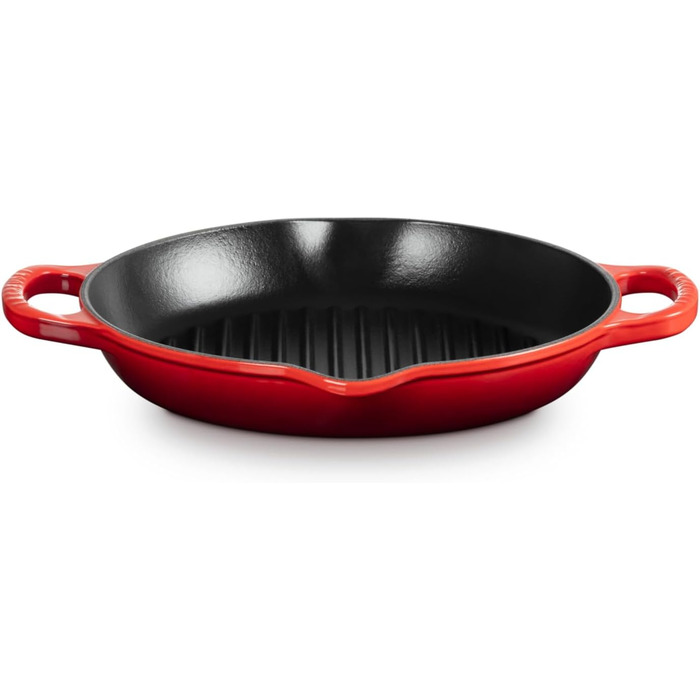 LE CREUSET Signature Сковорода гриль кругла висока з чавуну, 25 см, Червоний (Ofenrot), для всіх типів плит та духовок