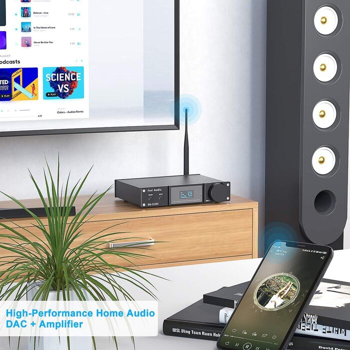 Підсилювач ЦАП Fosi Audio HiFi, 2.1CH aptX-HD Bluetooth 5.0, 100 Вт для колонок і сабвуфера (DA2120C)