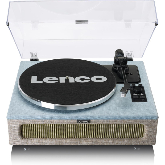 Програвач вінілу Lenco LS-430 Bluetooth, з інтегрованими динаміками 40 Вт, ремінний привід, Pitch Control, фонокоректором, RCA та AUX-входом, синій