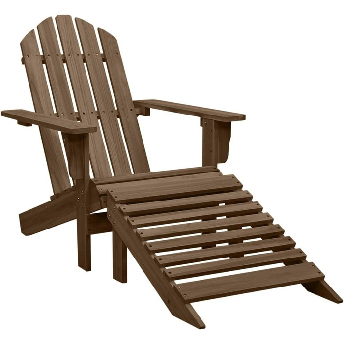 Садове крісло з твердої ялиці Adirondack з підставкою для ніг Стіл Шезлонг Шезлонг Садові меблі Шезлонг Садове крісло Садове крісло (коричневий)