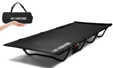 Польове ліжко для кемпінгу Ultraleicht, складане розкладне ліжко для відпочинку на природі та дому, максимальне навантаження 160 кг, чорне
