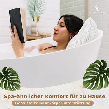 Подушка для ванни повне тіло (152x56 см) з підголівником (11 см) - біла. Підтримка шиї, спини та ніг. З сумкою для прання та подорожей, гачком для сушіння.