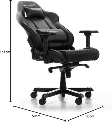 Ігрове крісло DXRacer King K99, шкірозамінник, чорне, до 200 см