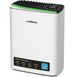 Повітряний очисник Jafända HEPA для алергіків з аромадифузером та фільтром з активованого вугілля, видаляє 99,97% плісняви, пилу, пилку, CADR 268 м³/год (сріблястий)