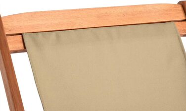 Лежак для відпочинку Casaria® з дерева, вологостійкий, складний, регульований, 160 кг, підлокітники, подушка для шиї, для саду та балкону, акація, 94x94x60 см (бежевий)