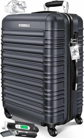 Валіза KESSER® з жорсткою оболонкою, вагова система та жетон для багажу | Чемодан-тележка, Rollkoffer з кодовим замком, 4 колеса, ABS, телескопічна ручка (75см – 120л)