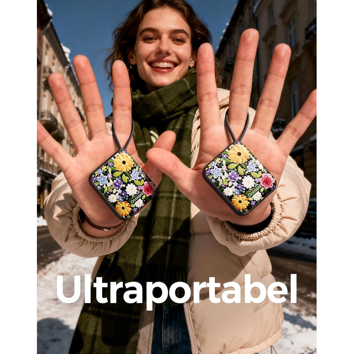 Електричні грілки для рук OCOOPA 2 шт., багаторазові, 4000mAh, USB, 3 режими нагріву, до 52°C, подарунок на Новий рік, для зимового відпочинку, катання на лижах, подорожей та активного відпочинку, UT5 Nano Blühende Farbenpracht (Ocoopa x Künstleredition)