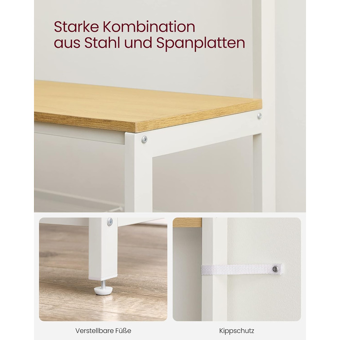 Дзеркало-вішалка VASAGLE HSR415B01 з банкеткою та полицею для взуття, 35 x 98 x 180 см, індустріальний дизайн, вінтажний колір