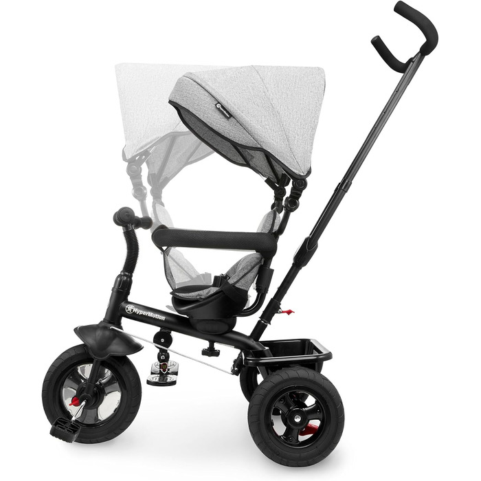 Триколісний велосипед HyperMotion з ручкою для батьків 3-в-1, сірий - для дітей від 1 до 4 років (до 20 кг)