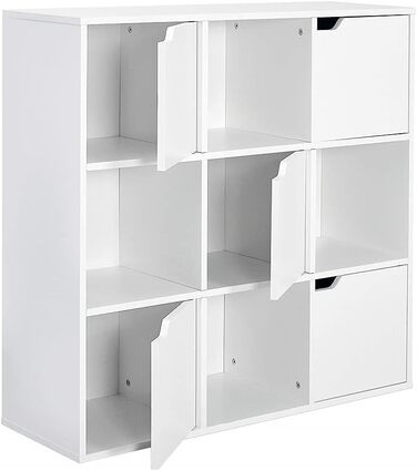 Книжкова шафа Meerveil, книжкова шафа, стелаж для зберігання, 9 відділень з 5 дверцятами, сучасний стиль, підходить для офісу, кабінету, вітальні, коридору та інших кімнат, білий