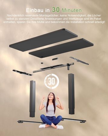 Електричний стіл JUMMICO з регулюванням висоти та USB-портом для зарядки, 100 x 60 см, білий (чорний)