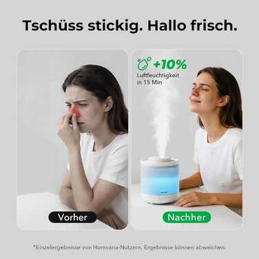 Зволожувач повітря Homvana для спальні 1.5л, ультразвуковий, з аромадифузором для ефірних олій, LED, BPA-Free