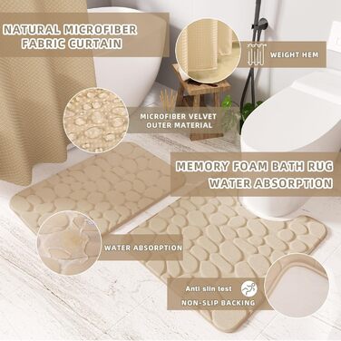 Набір аксесуарів для ванної кімнати, 25 предметів, салатовий, з душовою завісою та килимками