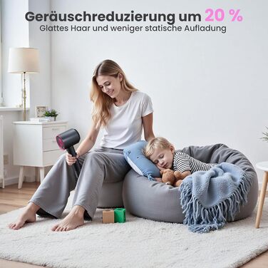 Професійний фен для волосся з високошвидкісним двигуном 160 000 об/хв, іонізацією (500 млн іонів), магнітною насадкою, 3 режими швидкості та 4 рівні температури, для дому, салонів та тварин