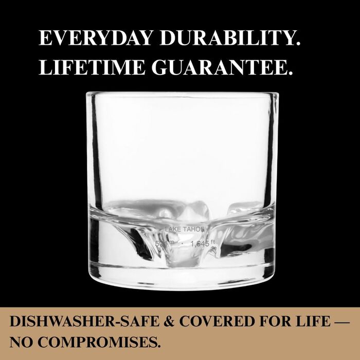 Набір склянок для віскі LIITON American Peaks Kristall, 4 шт., 300 мл, для охолодження, ідеальний подарунок для чоловіків