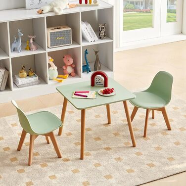 Дитячий стіл зі стільцями, комплект меблів для дітей, з екологічної букової деревини FSC, 1-6 років, для дитячої кімнати, дитячого садка, зелений