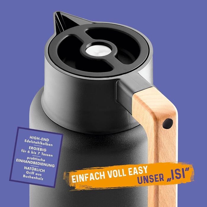 Термос Rohe Germany Isidor, 1.4 л, з нержавіючої сталі, чорний