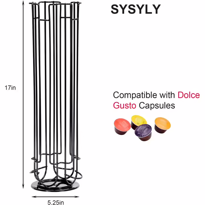Обертова підставка для капсул SYSYLY на 32 капсули Dolce Gusto, чорна, із нековзною основою