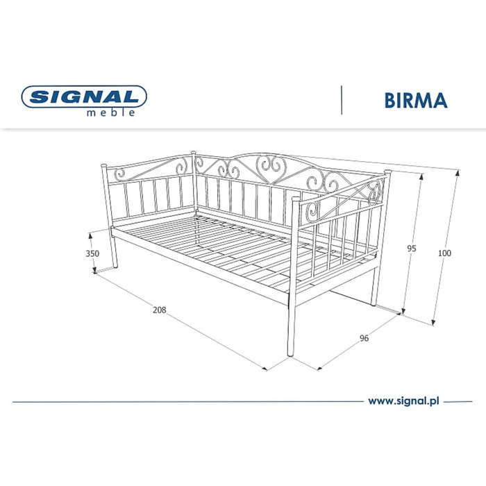 Ліжко BIRMA 90X200 чорне