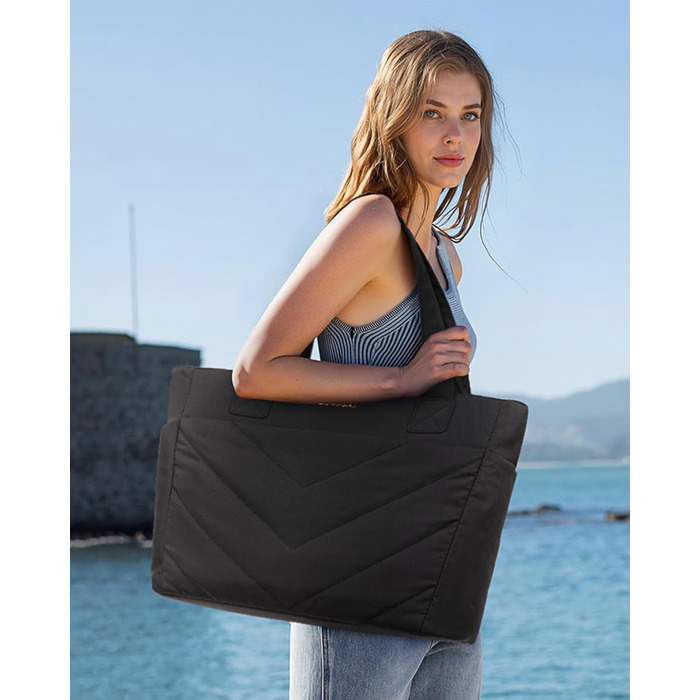 Сумка для ноутбука LOVEVOOK 15.6 дюймів, жіноча: шопер, велика робоча сумка, для навчання, офісу, школи (17.3 дюйми, чорна)