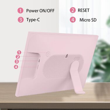 Цифровий фоторамка Cytem 10.1 дюйма з Wi-Fi, 32GB, сенсор руху, автоматичне поворотом, IPS 16:10 дисплей, сенсорний екран (рожевий)