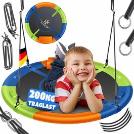 Шоукель KESSER® Tellershaukel Ø 120cm, до 300кг, з подушкою та 4 ручками, регульована, для дітей та дорослих, Indoor & Outdoor, кольорова