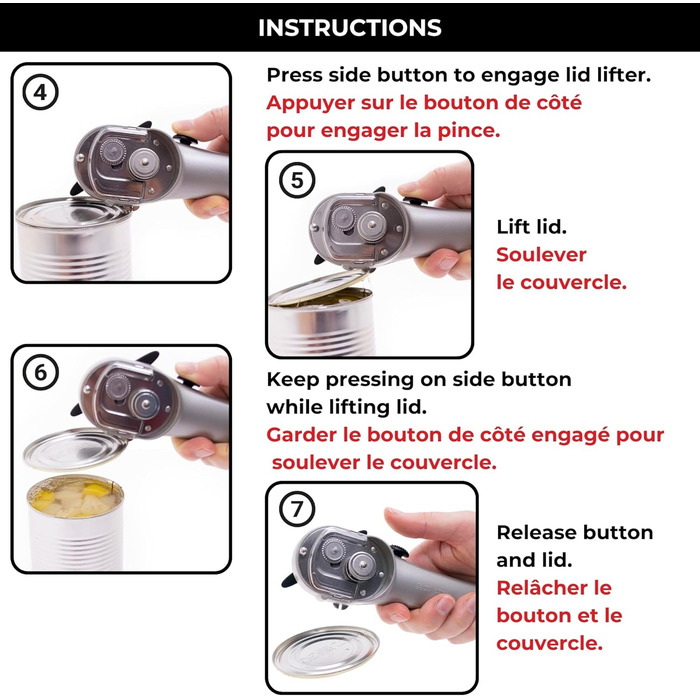 Starfrit Securimax Автоматичний відкривач консервних банок з безпечною технологією країв та підйомником кришки, сірий