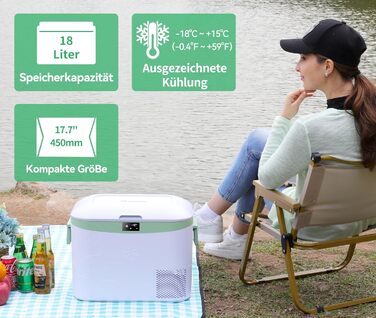 Автохолодильник BINGI 18л портативний 12/24V та 230V, термобокс для авто, кемпінгу, дому (від +15°C до -18°C)