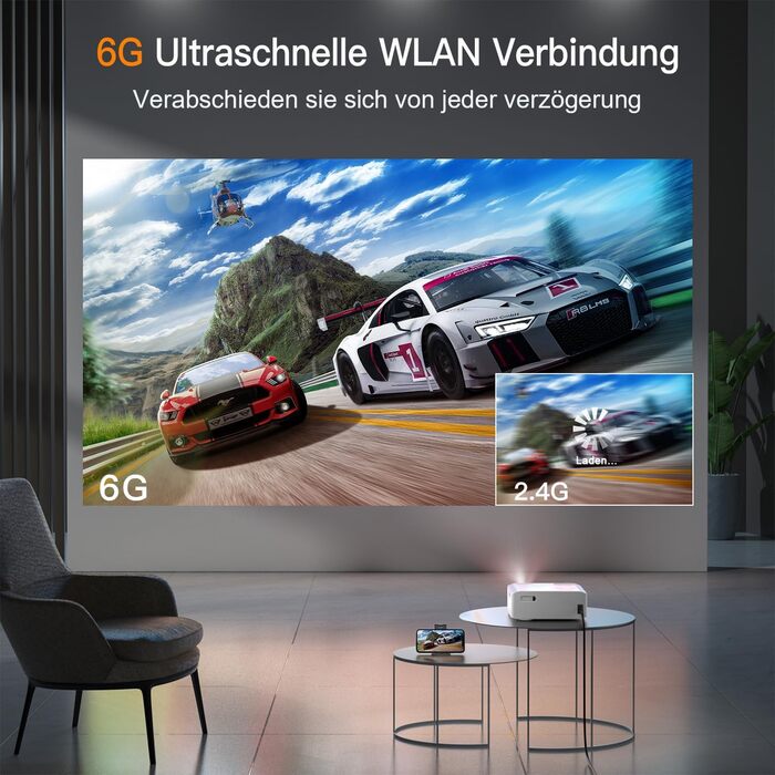 Проектор XuanPad з AI-автофокусом та сертифікацією Netflix, WiFi, Bluetooth, 30000 лм, 1080P, поворотний на 210°, автоматична корекція Keystone, система видалення пилу та відведення тепла