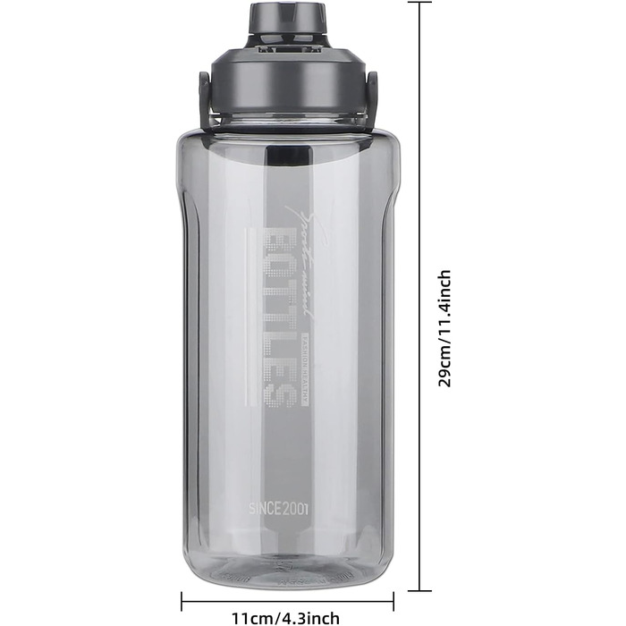 Питна пляшка Olerd 2 л з інфузоматом, пляшка для води 2100 мл, без вмісту БФА, герметична, з кришкою для фітнесу, спорту, кемпінгу, їзди на велосипеді, йоги, подорожей (сіра)