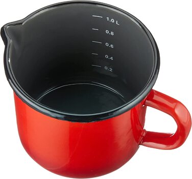 Емальований чайник Karl Krüger Rom 1л червоно-сірий з виливом, 12x12x11 см