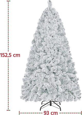 Штучна ялинка Yaheetech зі снігом 183 см (діаметр 120 см), 820 гілок, з металевим підставкою, швидкий монтаж, розкладний механізм для ялинки на Різдво