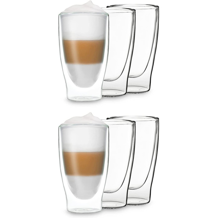 Набір келихів для латте маккіато 4x400 мл, келихи для латте маккіато з подвійними стінками, склянки для кави з подвійними стінками, чайні Келихи, склянки для капучіно, склянки для кави з льодом термостатичні келихи з подвійними стінками скляні чашки для е