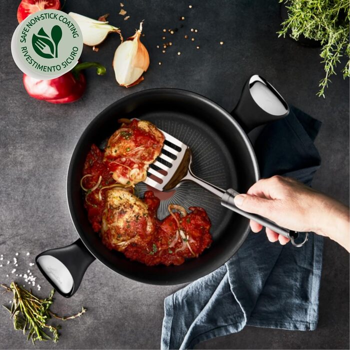 Сковорода Lagostina Intensive Pro з антипригарним покриттям, 32 см, титанове покриття, стійка до подряпин, швидке та рівномірне приготування, технологія Thermo-Signal, сумісна з усіма типами плит (включаючи індукційні)
