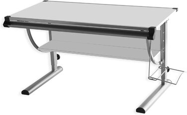 Дитячий стіл IDIMEX Учнівський стіл Cindy, регулюється по висоті та нахилу, нахил столу білий, міцний металевий каркас білий/алюміній