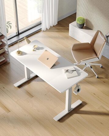 Електричний регульований стіл BEXEVUE 120x60 см, білий. Стіл для роботи, стоячи/сидячи з 2 функціями пам'яті. Комп'ютерний стіл