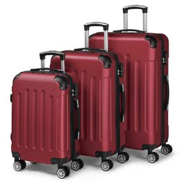 Набір валіз LEADZM 3 шт. з захистом кутів, ABS, телескопічний ручка, ручна поклажа (Бургунді)