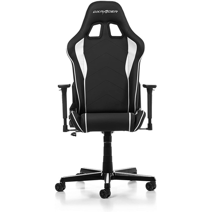 Ігрове крісло DXRacer Prince P08, шкірозамінник, чорно-біле, до 185 см