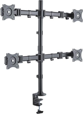Кріплення для монітора PureMounts для 4 моніторів, 17-32 дюйми, до 8 кг, VESA 75/100, 360° оберт, регулювання висоти та нахилу, чорний