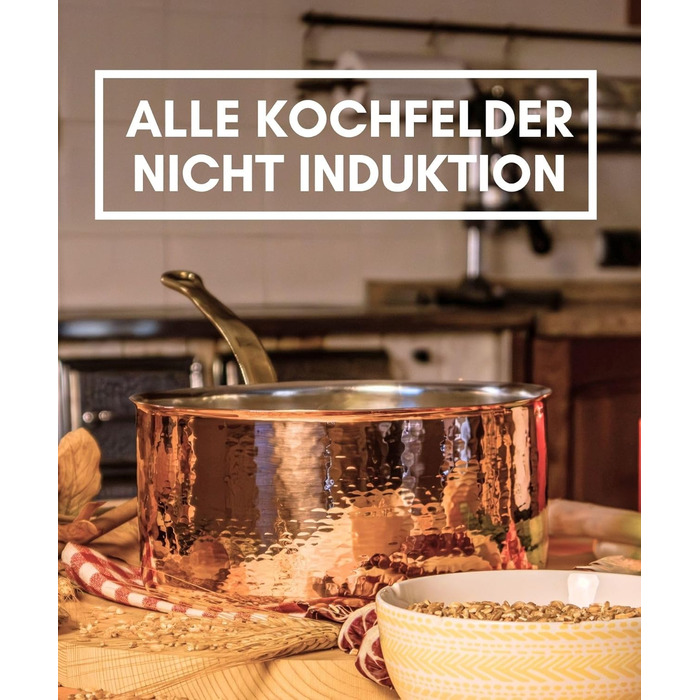 CREARTISTIC Молочник з міді з покриттям, Ø 14 см, ручка з латуні, Made in Italy, ручна робота