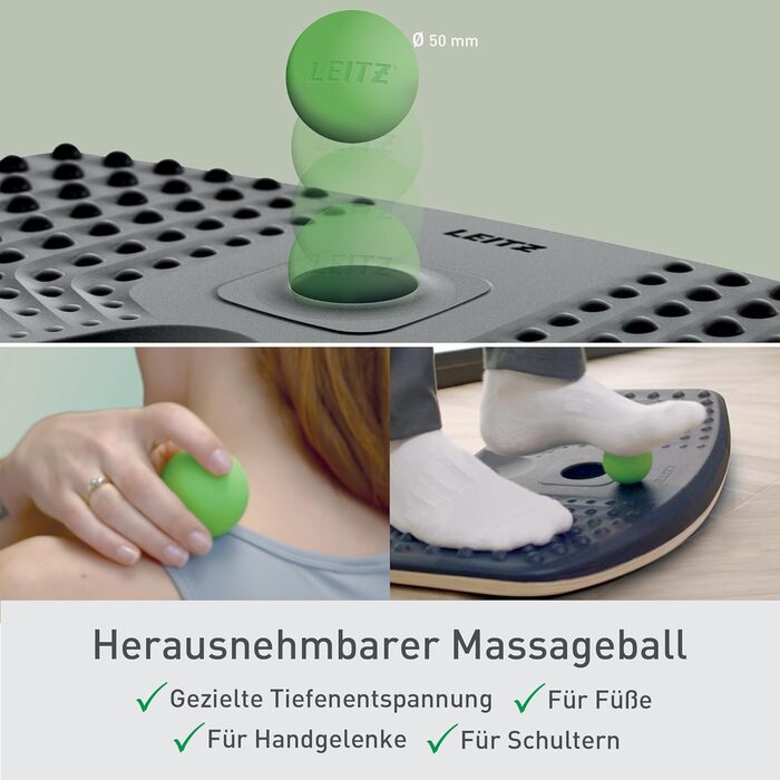 Підніжка для столу Leitz Ergo Cosy, регульована, сіра, 53710089 - для офісу та дому, знімає біль у спині та плечах