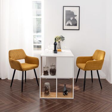 Крісла для їдальні та кухні Cosy - 2 шт. М'які крісла з підлокітниками, жовті, 56x56x78 см