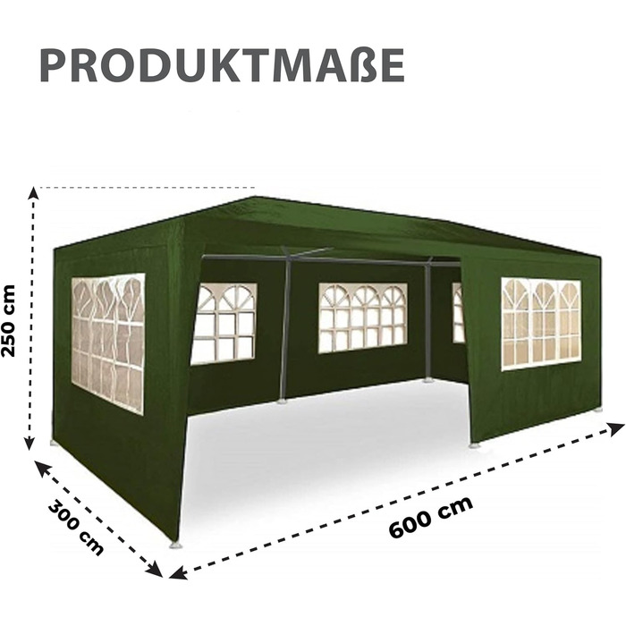 Альтанка MaxxGarden 3x4 м - Садовий намет - шатро - 12м - Захист від ультрафіолету 50 - Водонепроникний - 4 бічні панелі (зелений)