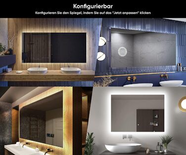 Дзеркало для ванної кімнати Artforma з підсвічуванням, 120x70 см, без рами, сучасний дизайн, індивідуальне замовлення