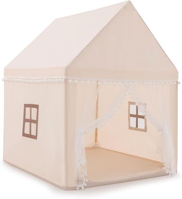 Дитяче намет-ігровий будиночок Dreamade з м'якою дахом та вікнами, дерев'яний каркас, для хлопчиків та дівчаток (Бежевий)
