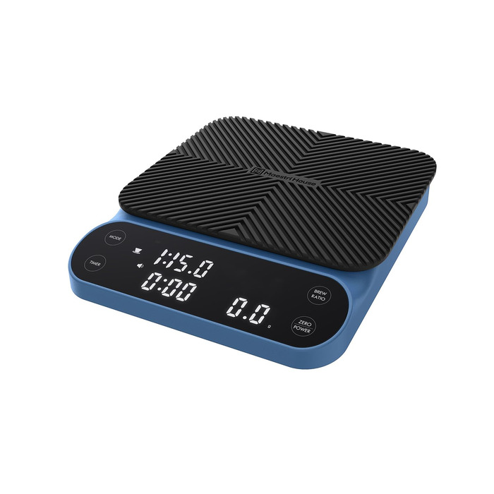 Ваги для кави Maestri House S3 з таймером, 3 кг/0,1 г, перезаряджувані, цифрові, для еспресо, з 3 режимами заварювання, регульованими пропорціями та індикатором потоку, для Pour Over, French Press (блакитні)