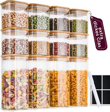 Скляні банки для зберігання кухонних продуктів: 8 шт. по 400 мл та 4 шт. по 920 мл, з кришкою, міцні