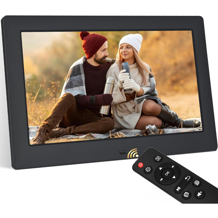 Цифровий фоторамка TSITSC 8.7 дюйма, IPS-дисплей 1024*768, календар, музика, фото/відео програвач, підтримка USB/SD, з пультом дистанційного керування (Чорний)
