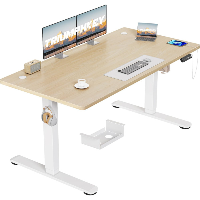 Регульований стіл висотою 200x80 см з USB-портом, 3 пам'яті, антиколізійна система, комп'ютерний стіл