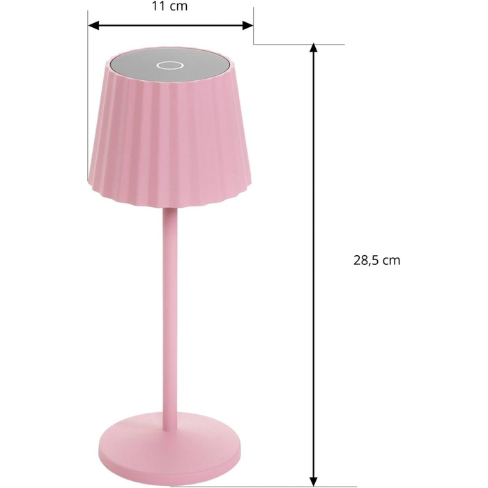 Lindby LED акумуляторна бездротова настільна лампа з датчиком дотику, рожева, IP54 (для внутрішнього та зовнішнього використання)